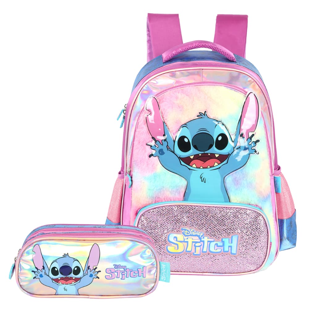 Mochila de Costas Stitch com Estojo Holografico