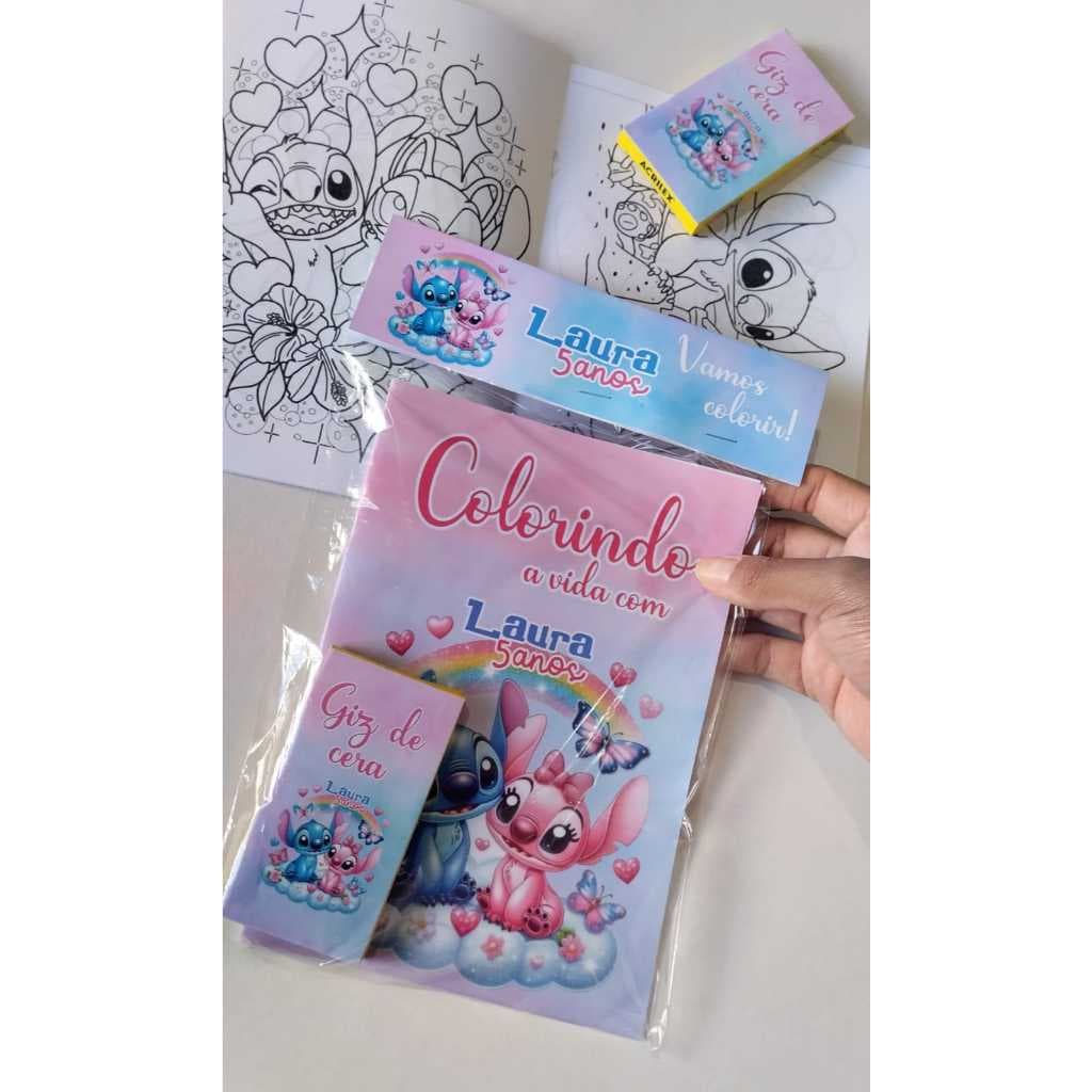Livro Revistinha de Colorir - STITCH E ANGEL - Lembrancinha KIT PINTURA STITCH