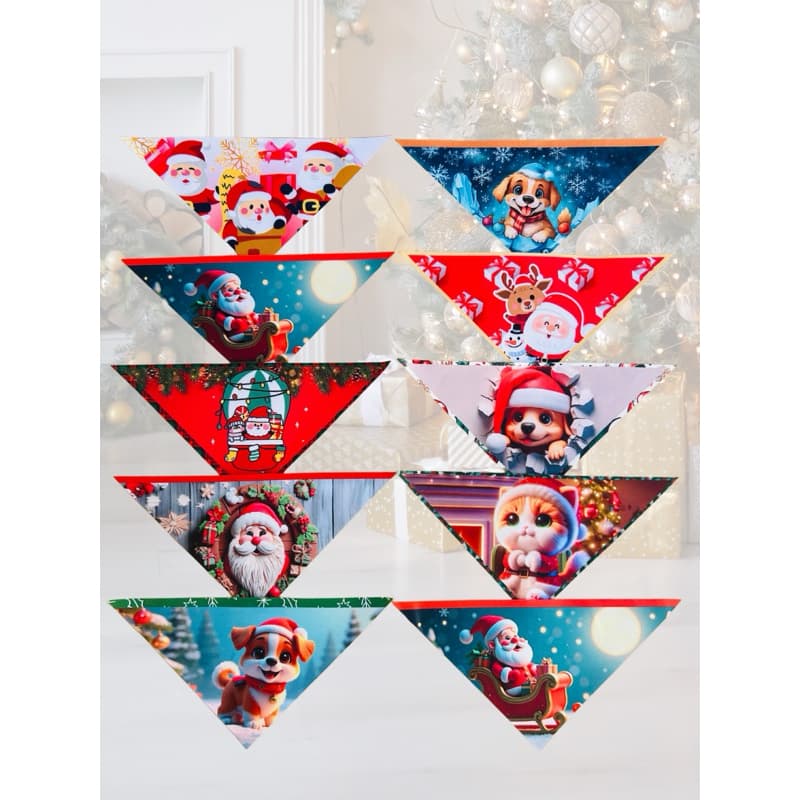 10 Bandanas Pet Natal Para Cães Cachorro Banho e Tosa