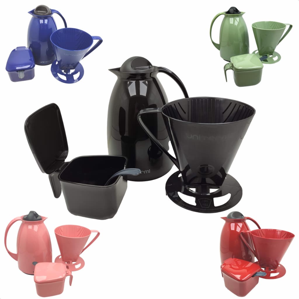 Conjunto Prático para Café Garrafa Térmica 650ml Suporte Filtro Açucareiro 350ml Utensílio Cozinha