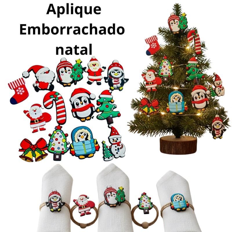 20 Apliques Emborrachado Natal variados Laços decorativos natalinos