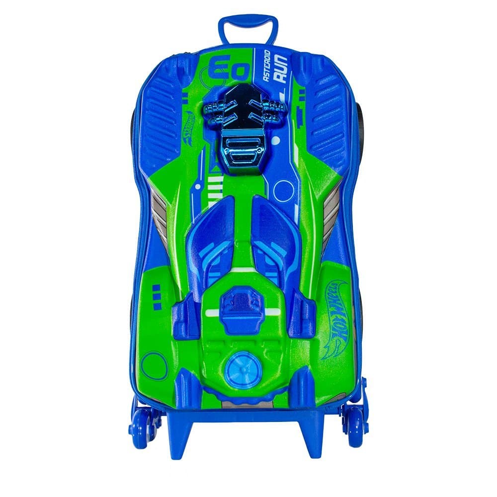 Mala Mochila Infantil Hot Wheels 3D com Rodinhas - Multicolorida