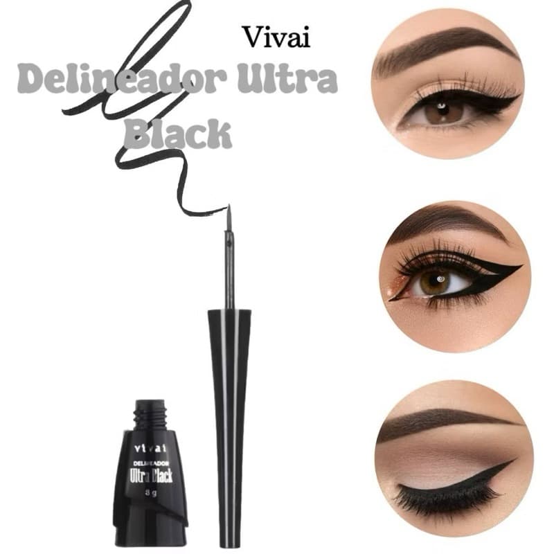 Delineador Preto Ultra Black Ultra Fix Ponta Super Fina Vivai