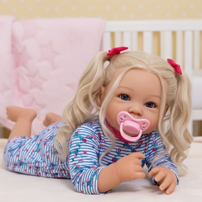 Bebê Reborn Loira Boneca de Silicone Realista New Happy