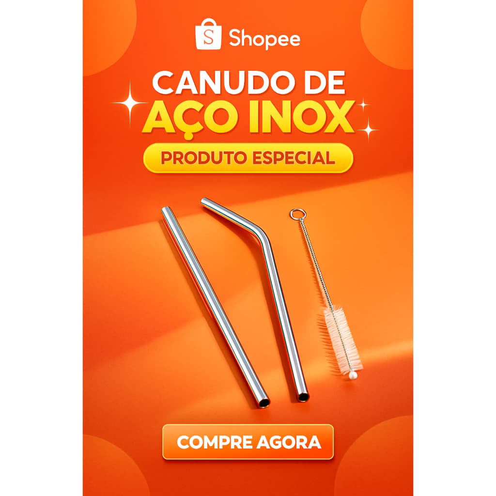 Kit 3 pçs Canudo de aço inox reutilizável + canudo milkshake sustentável + escova de limpeza