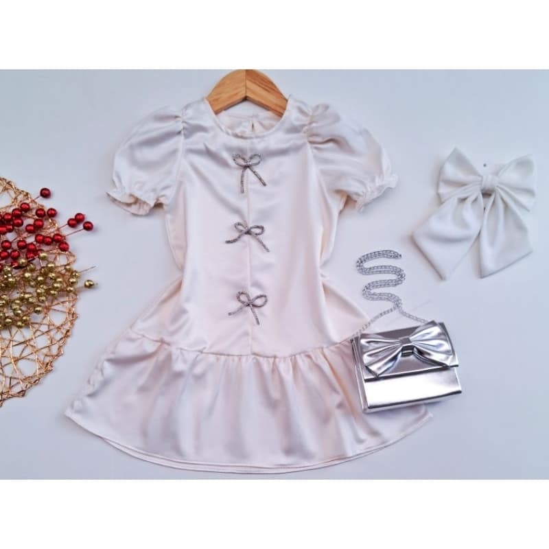 Vestido infantil moda blogueirinha look de natal para meninas