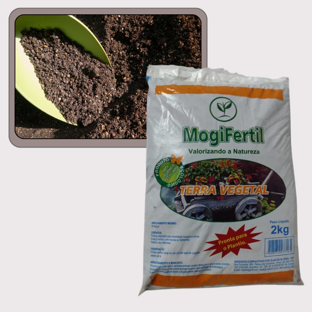 Terra Vegetal orgânica adubada preta preparada ideal hortas flores plantas mudas