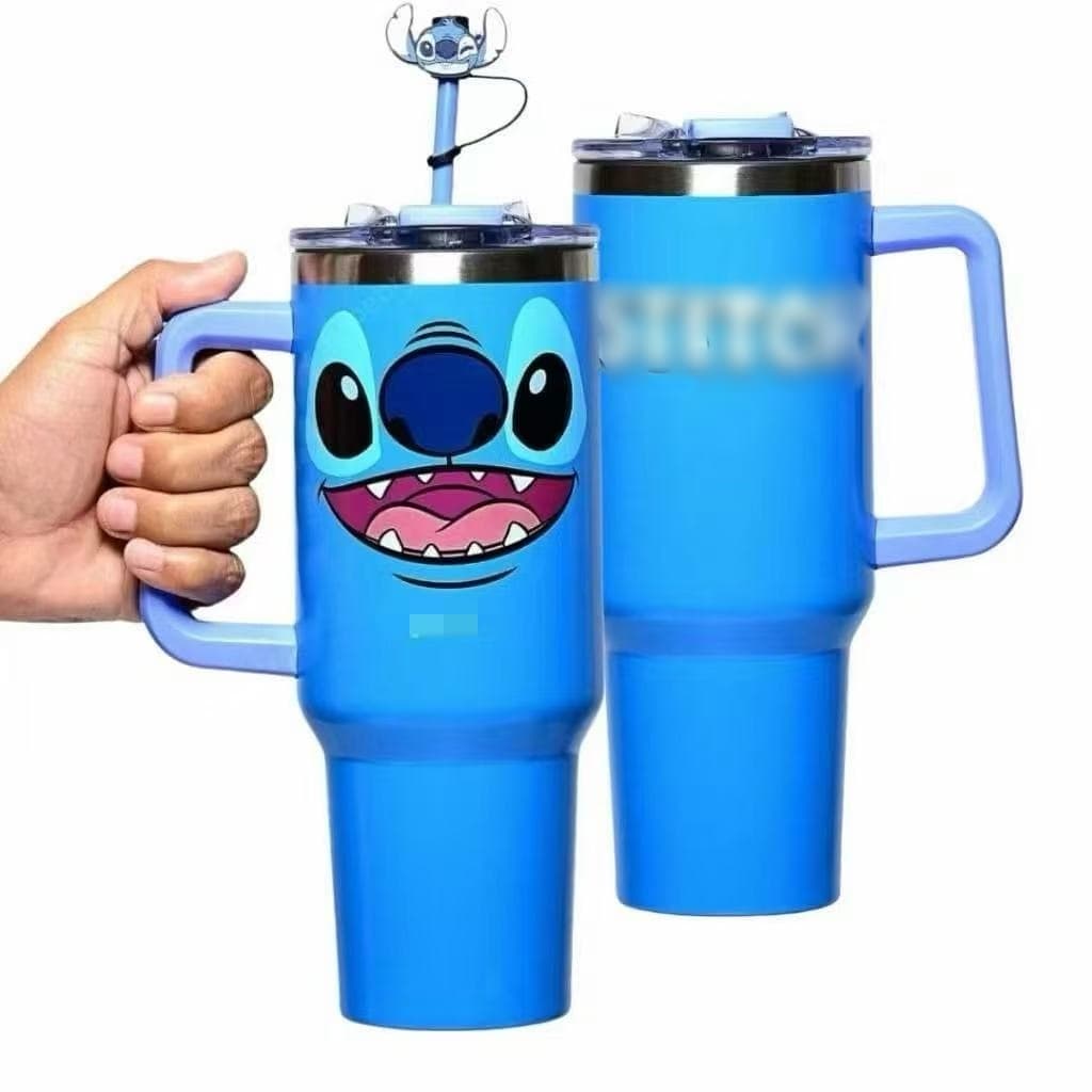 Copo Garrafa Copão de 1200ML  Personagem Animado Criativa Com Canudo e Pingente pra proteger a Sujeira Poeira
