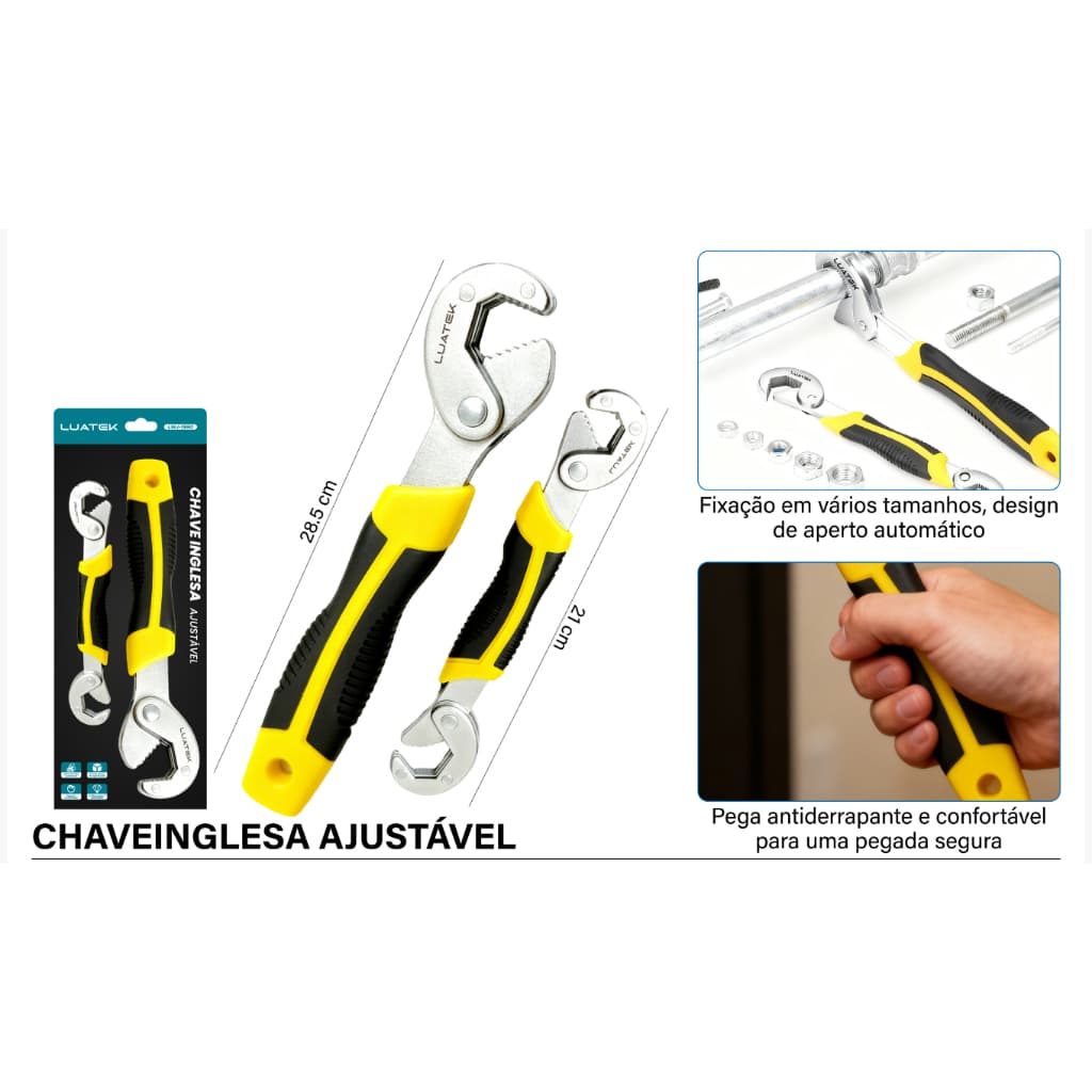 Kit 2 Chave De Grifo Boca Tubo Mestra Chaves Inglesa Universal 9 A 32mm Multifuncional Ajustável