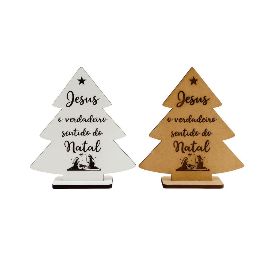 Kit Árvore de Natal Enfeite Jesus o Verdadeiro Sentido do Natal MDF Decoração