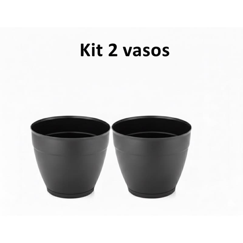 Kit 2 Vasos de Flor Redondo 3,6 L com Prato Anti - Dengue
