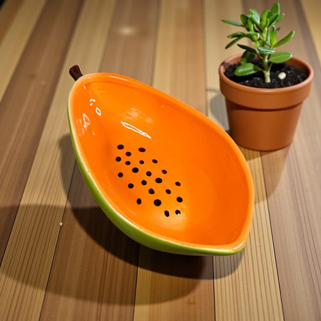 Tigela Bowl Em Formato de Mamão Em Cerâmica Fruta 500ml