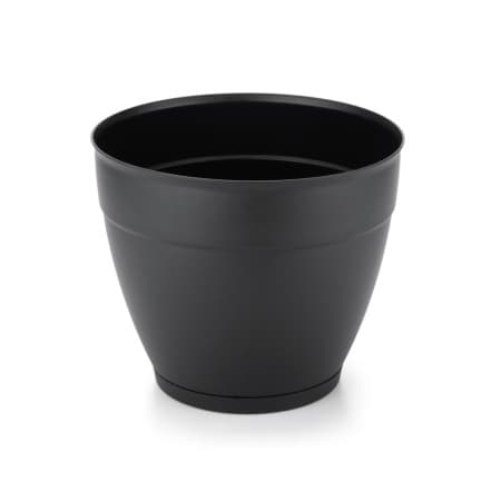 Vaso Redondo de Flor Com Prato Anti Dende 7,3 L Cor Preto Rainha