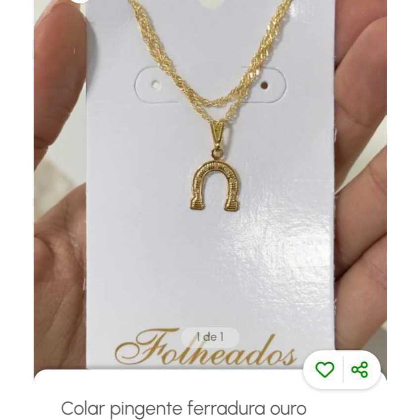 Colar pingente ferradura dourada 1 unidade