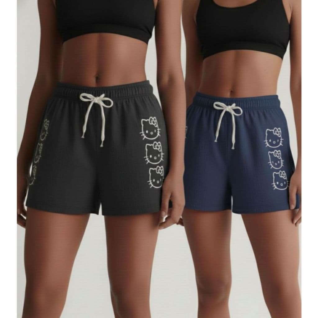 Kit 2 Short Tactel Feminino Hello Elastano Cores Básicas Academia Corrida Moda Praia Verão Piscina