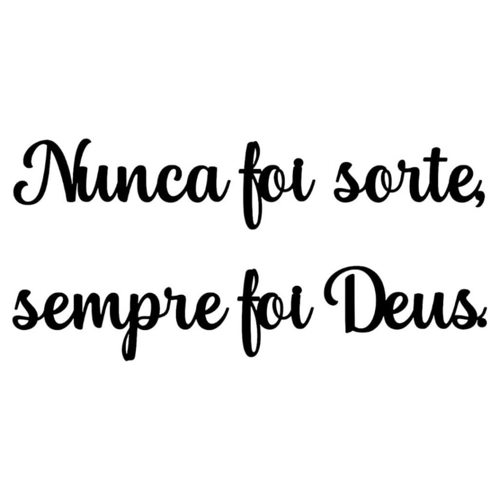 Frase Decorativa Parede Nunca Foi Sorte Sempre Foi Deus MDF Corte Laser Placa Decorativa