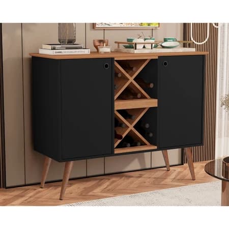 Aparador Buffet Com Adega Elegance Portas Bar Café Preto Nature