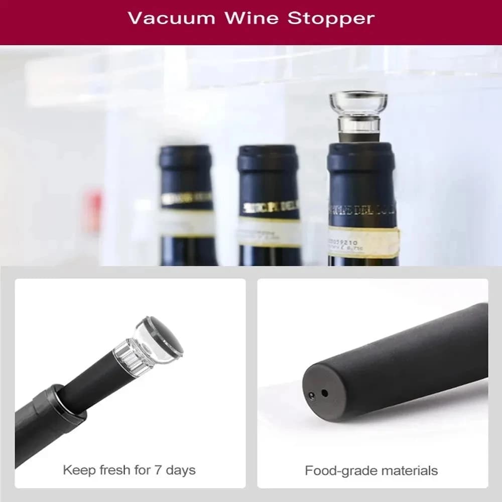 Kit Abridor De Vinho Elétrico Com Acessórios Ideal Para Saca Rolhas Elétrico Decanter Automatico (Cores Sortidas)