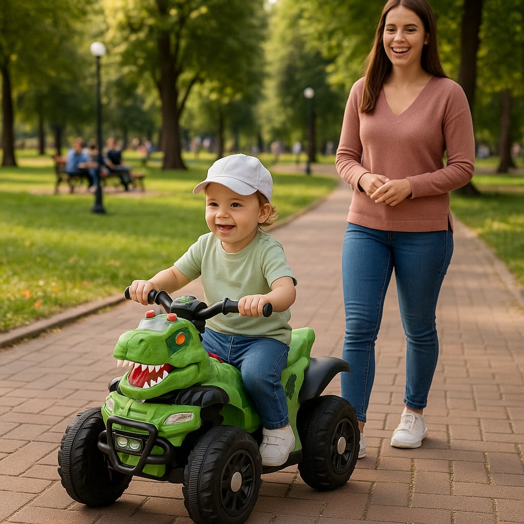 Quadriciclo Infantil Elétrico 6V Dinossauro Rex Verde – Veículo Motorizado para Criança Brinquedo Kids Meninos Meninas