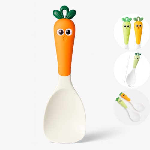 Colher de Arroz Para panela elétrica Plástico 23cm Legumes Cenourinha
