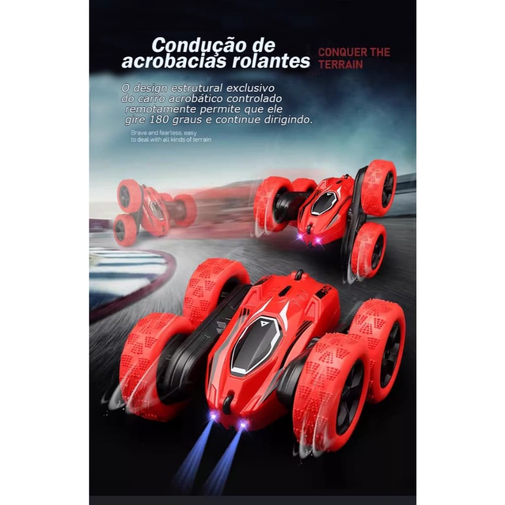 Carrinho De Controle Remoto 4x4 Giro 360 Pirueta Maluco Acrobata Turbo brinquedo recarregável de 2.4G