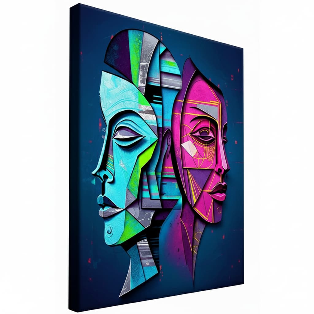 Quadro decorativo 1 peça Rosto Abstrato colorido decoração moderna quarto sala interiores