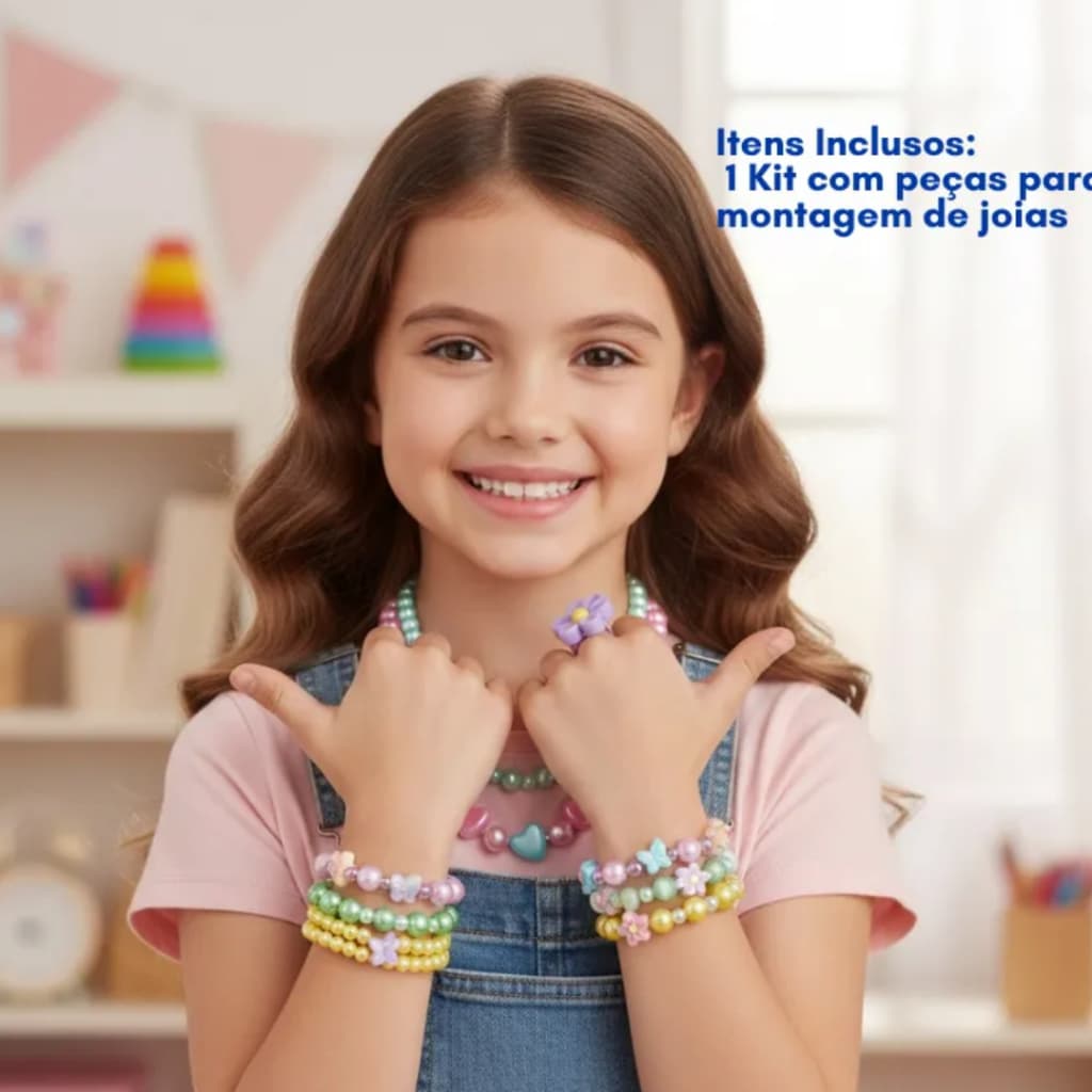 Kit de joias com Miçangas Peças para Montagem de Pulseira Infantil