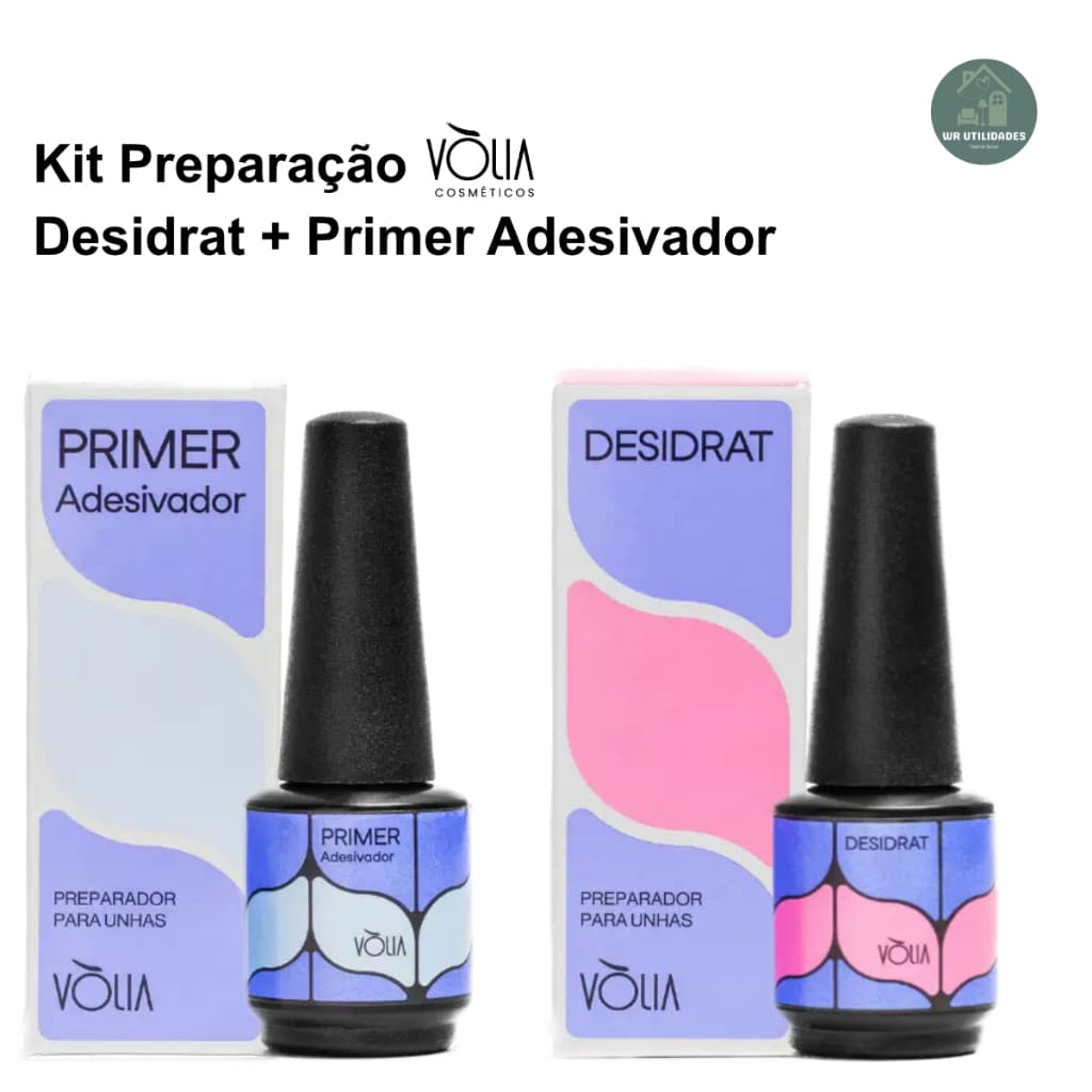 Kit Volia Preparador Unha Desidrat 9ml + Primer Sem Acido 10ml Original Imediato
