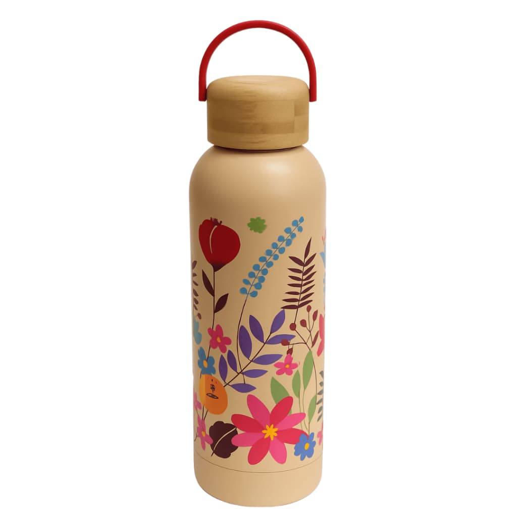 Garrafa Térmica Fina Ideia Floral 500ml aço inox