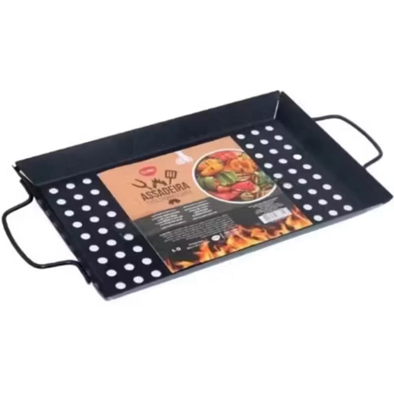 Assadeira para Churrasqueira Grill Redonda Metal Ideal para Carne, Legumes e Espetinhos