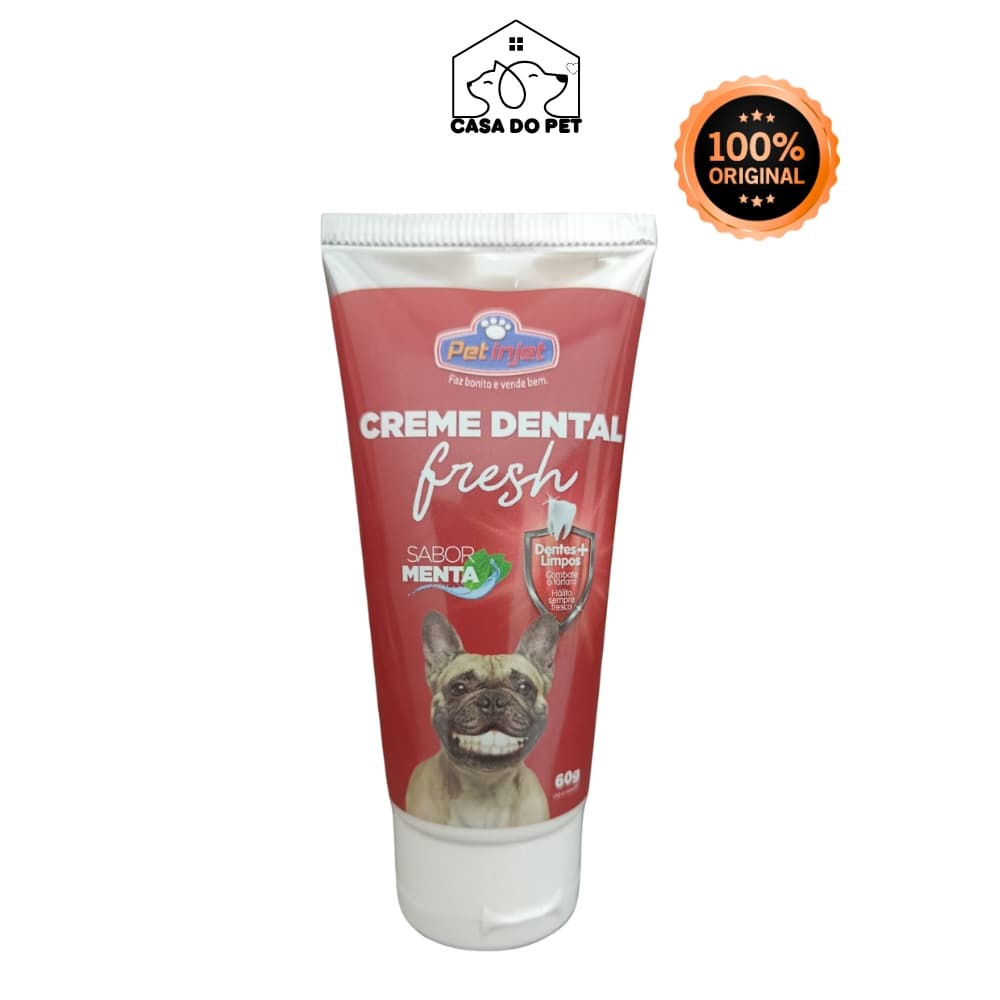 Creme Dental Pet Injet Fresh 60g Para Cães "Não Precisa Enxaguar" - Limpeza Tártaro Dentes