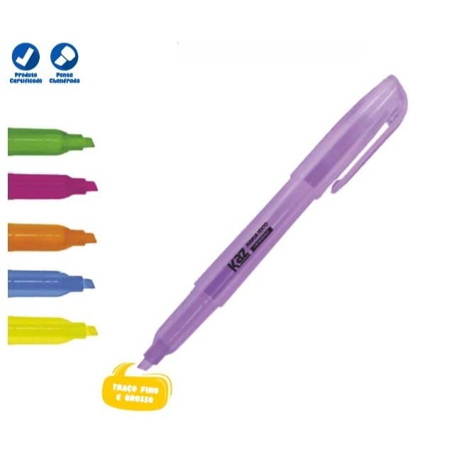 Kit Marca Texto 6 Cores Kaz Ponta Chanfrada  Perfeito Para Estudo