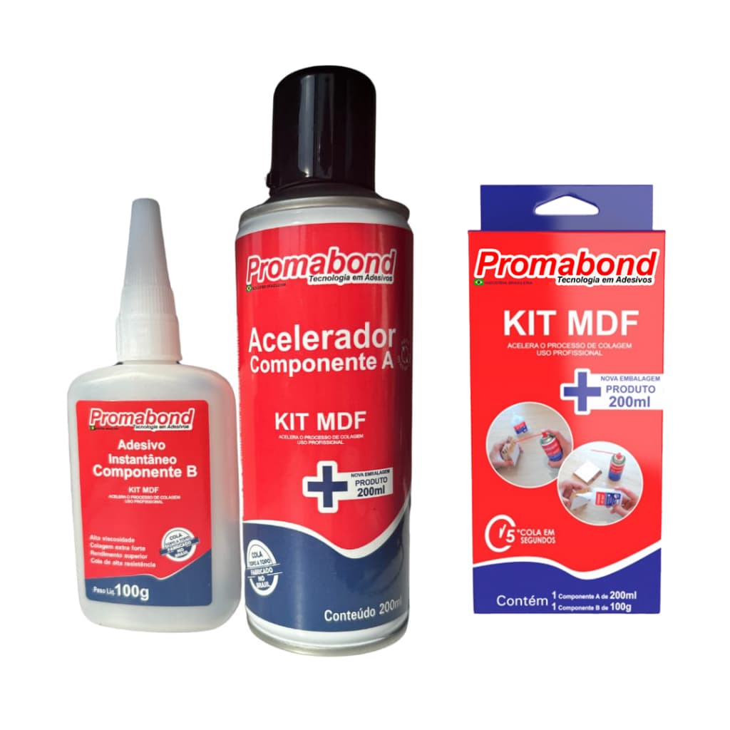 Kit Mdf Promabond Cola Instantânea 100g + Catalisador Acelerador 200ml