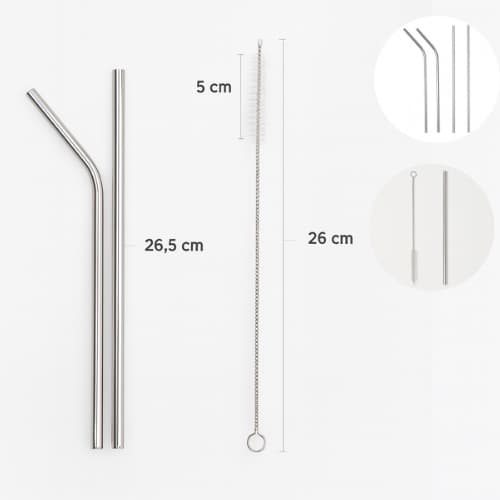 kit 5 pçs com 4 pçs Canudo de aço inox para milkshake reutilizável