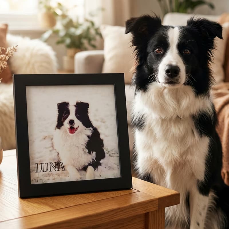 Quadro Com Foto e nome Personalizado do Seu PET - Quadro de parede - Moldura em MDF - Personalização em Azulejo