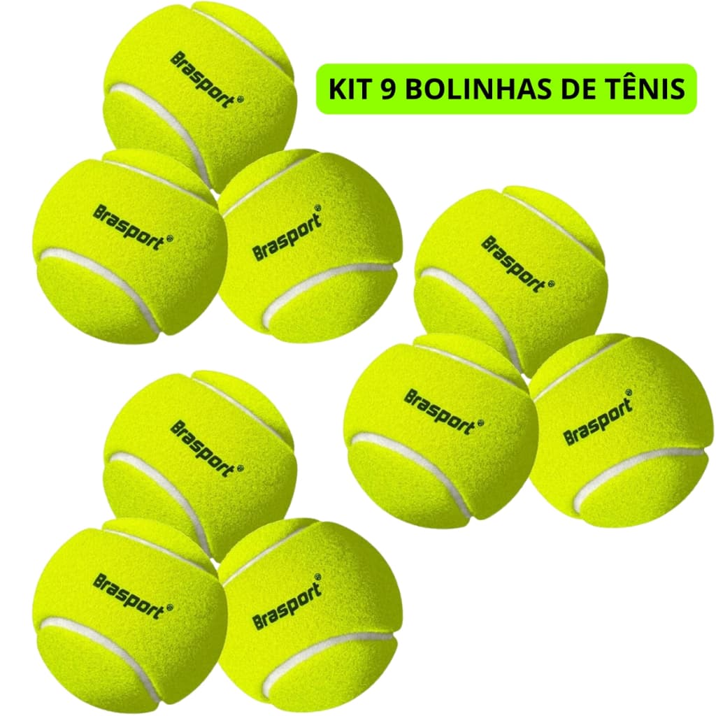 Kit 9 Bola de Tênis Profissional Beach Tennis Areia Quadra Lazer Resistente