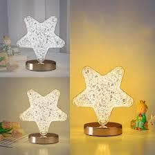 Luminária de Mesa Lua Estrela Lâmpada de Quarto de luxo Nórdico Cristal Acrílico Led