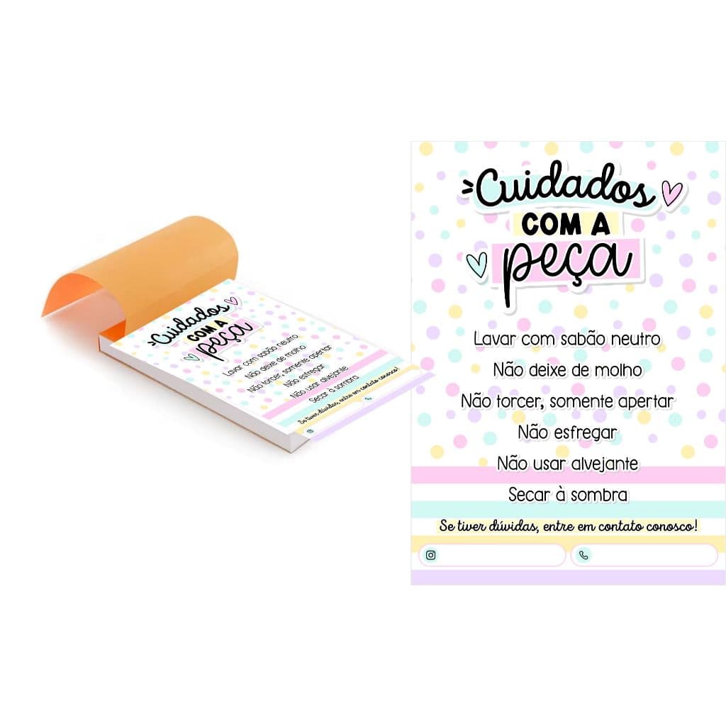 Kit 5 Blocos (500 Folhas) Cuidados com a sua peça I