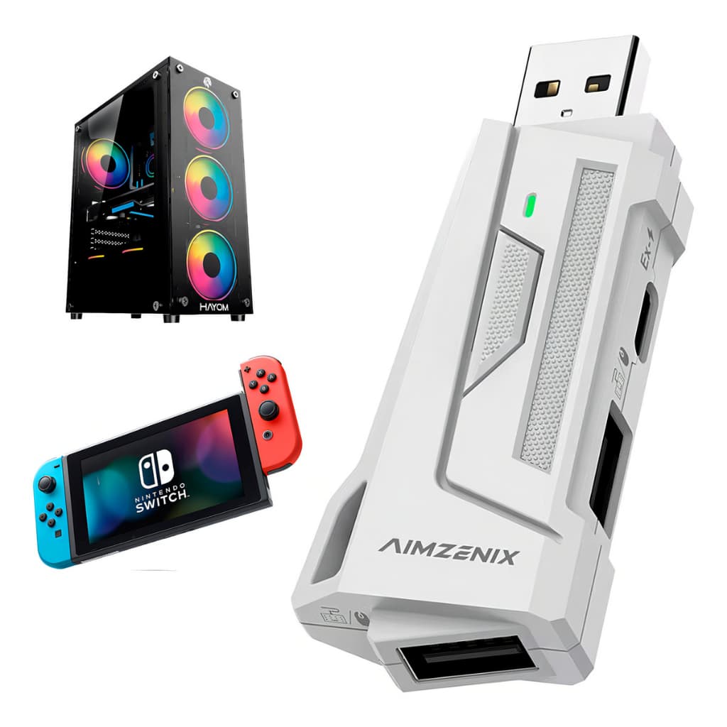Adaptador Aim Assist Aimzenix para PC e Switch Controle Preciso para FPS Warface Cod R6 Plug Play