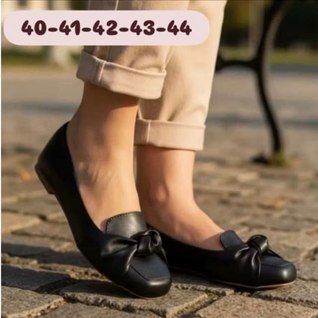 Sapatilha Mocassim Feminino 40 41 42 43 44 Bico Quadrado Numeração Especial Nó Preto Sapato Feminina