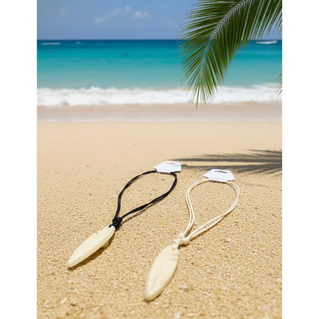 Kit 2 Colares Prancha Surf cordão ajustável resina moda praia unissex artesanal natural pranchinha