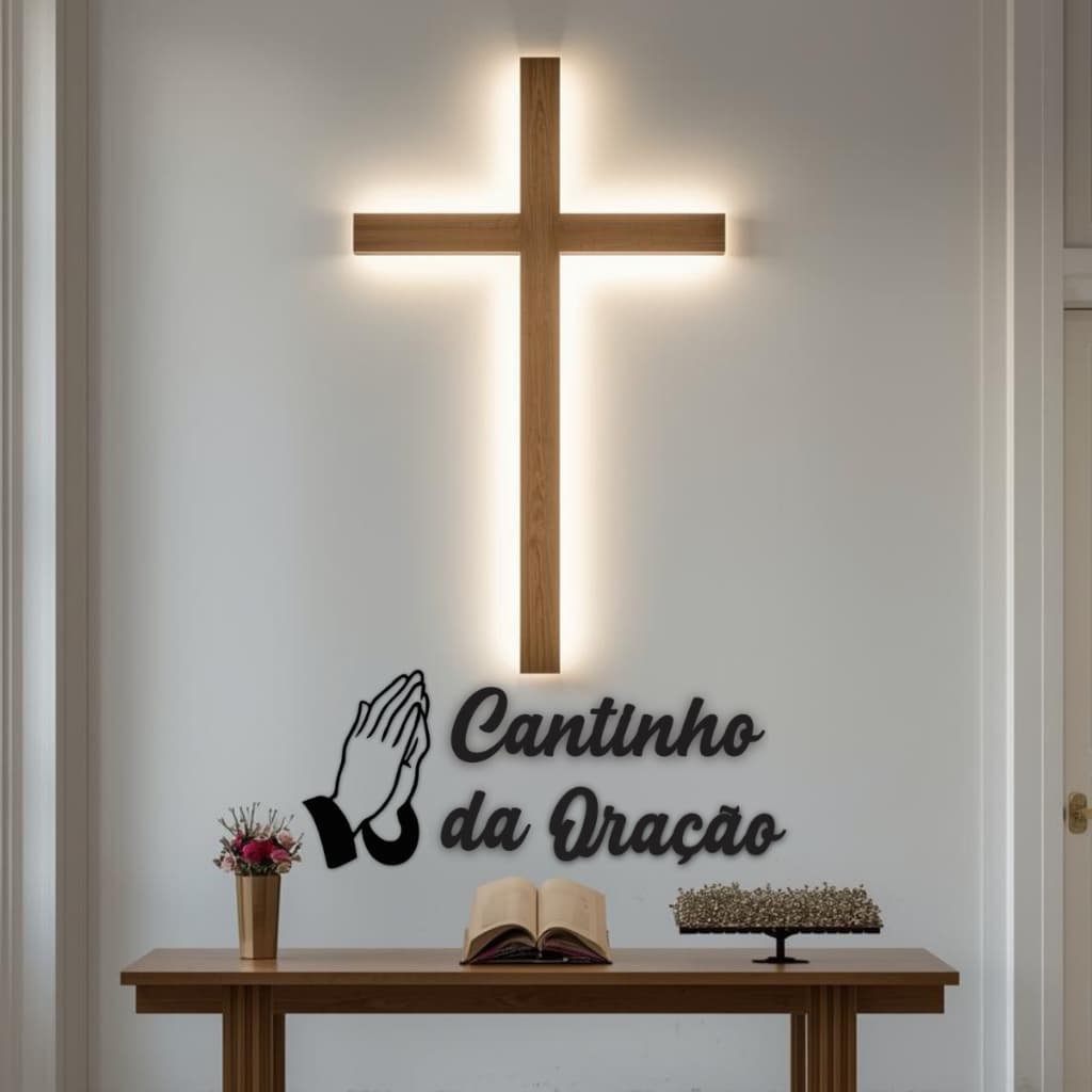 Cantinho da Oração  De Parede  Decoração  em MDF 3mm  Aplique  Quadro  Decorativo  Quadro Frase