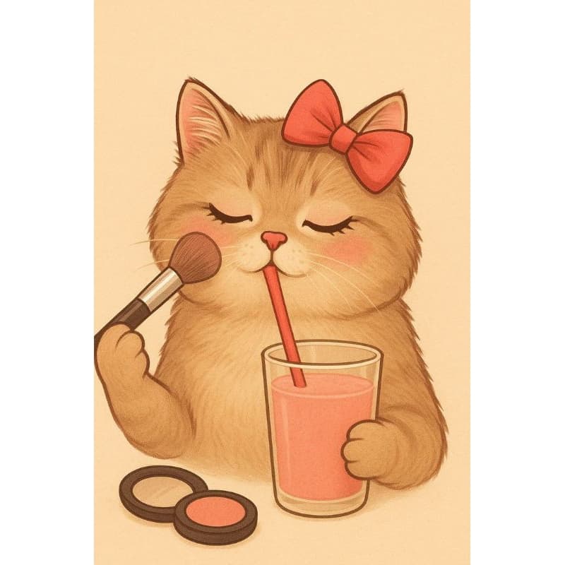 Quadro Decorativo Gata Se Maquiando Maquiagem Ilustração Especial