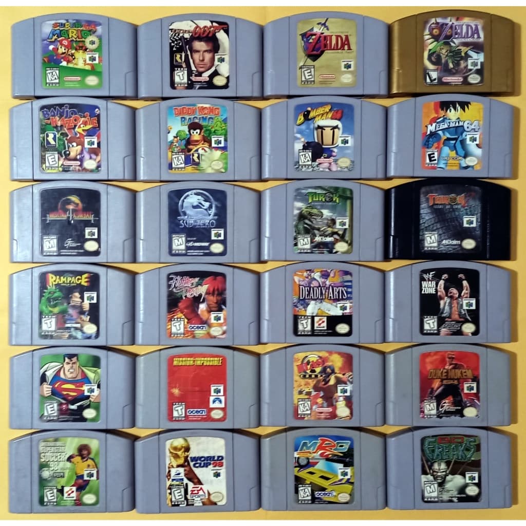 Jogos Originais Nintendo 64 (Goldeneye, Banjo-Kazooie, Zelda, Bomberman, Mortal Kombat, Turok) - N64