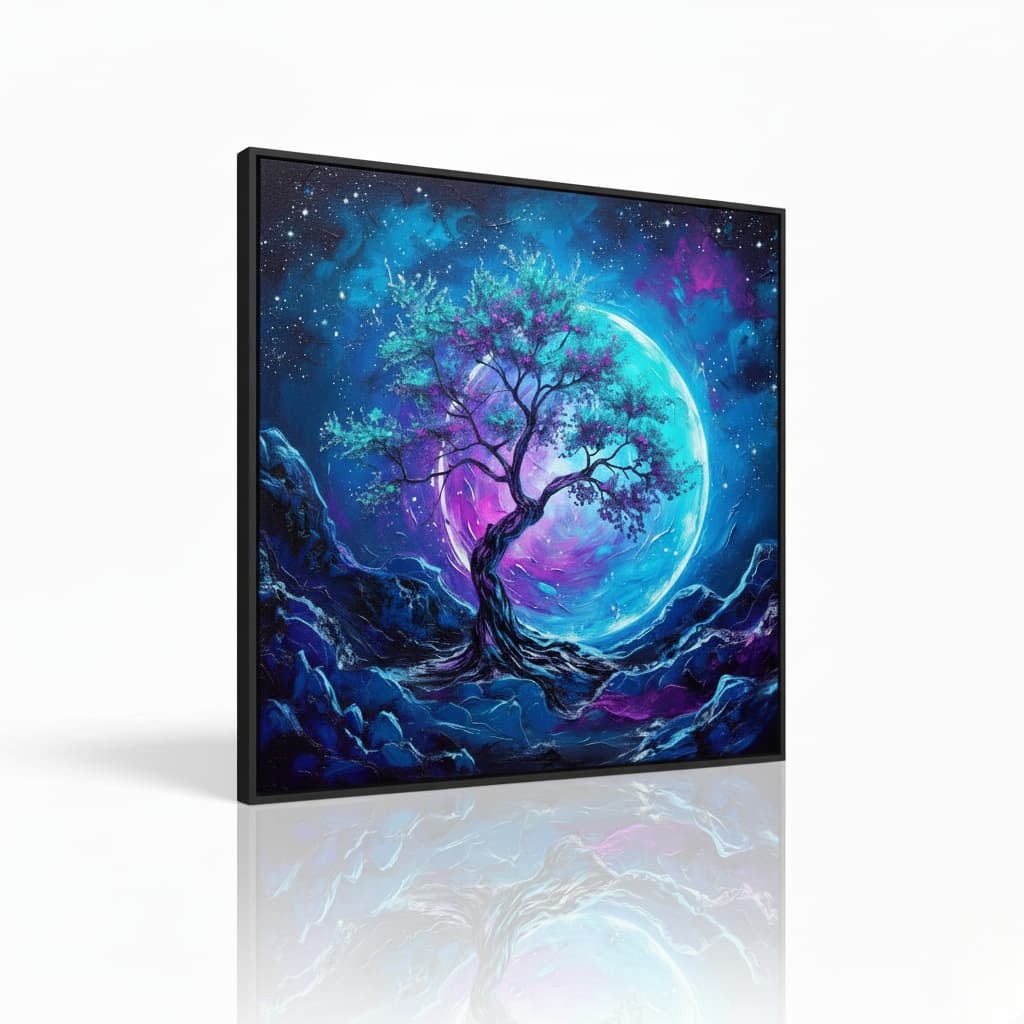 Quadro decorativo 1 peça Lua cheia Anoitecer decoração quarto sala interiores