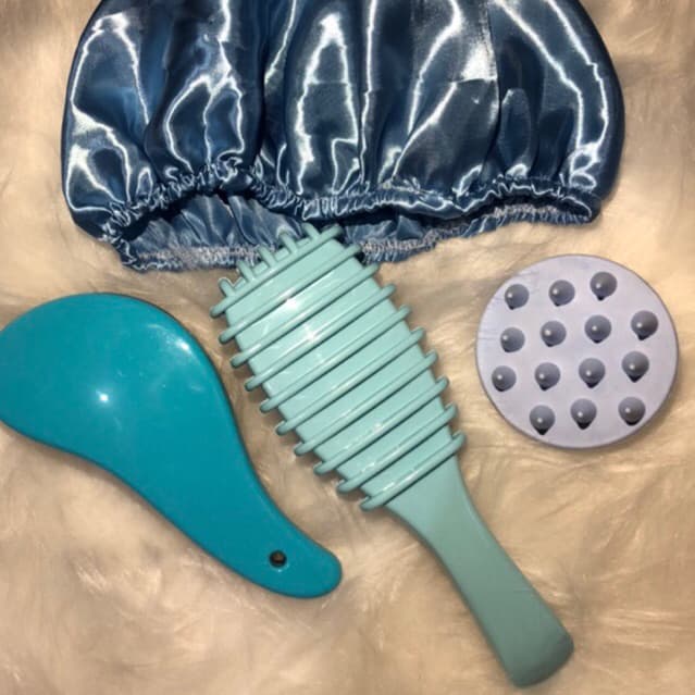 Kit Completo para Cabelo: Escova Finalizadora + Escova Mágica + Massageador Capilar + Touca de Cetim