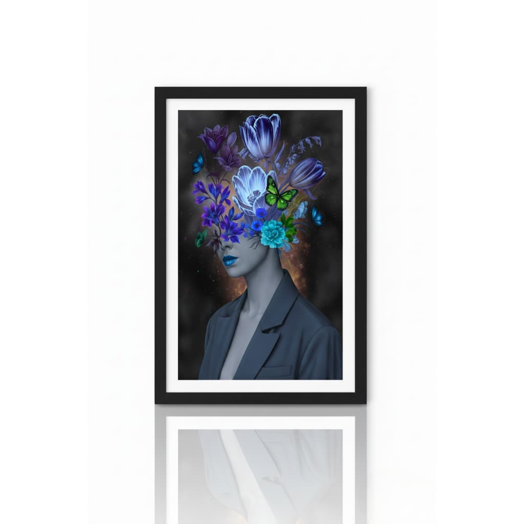 Quadro decorativo 1 peça Mulher Cabeça de Flor decoração moderna quarto sala interiores