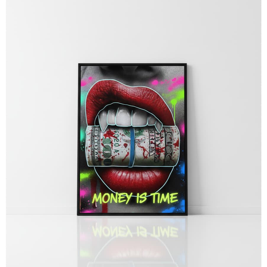 Quadro decorativo 1 peça Boca Money Colorida Abstrata decoração quarto sala interiores