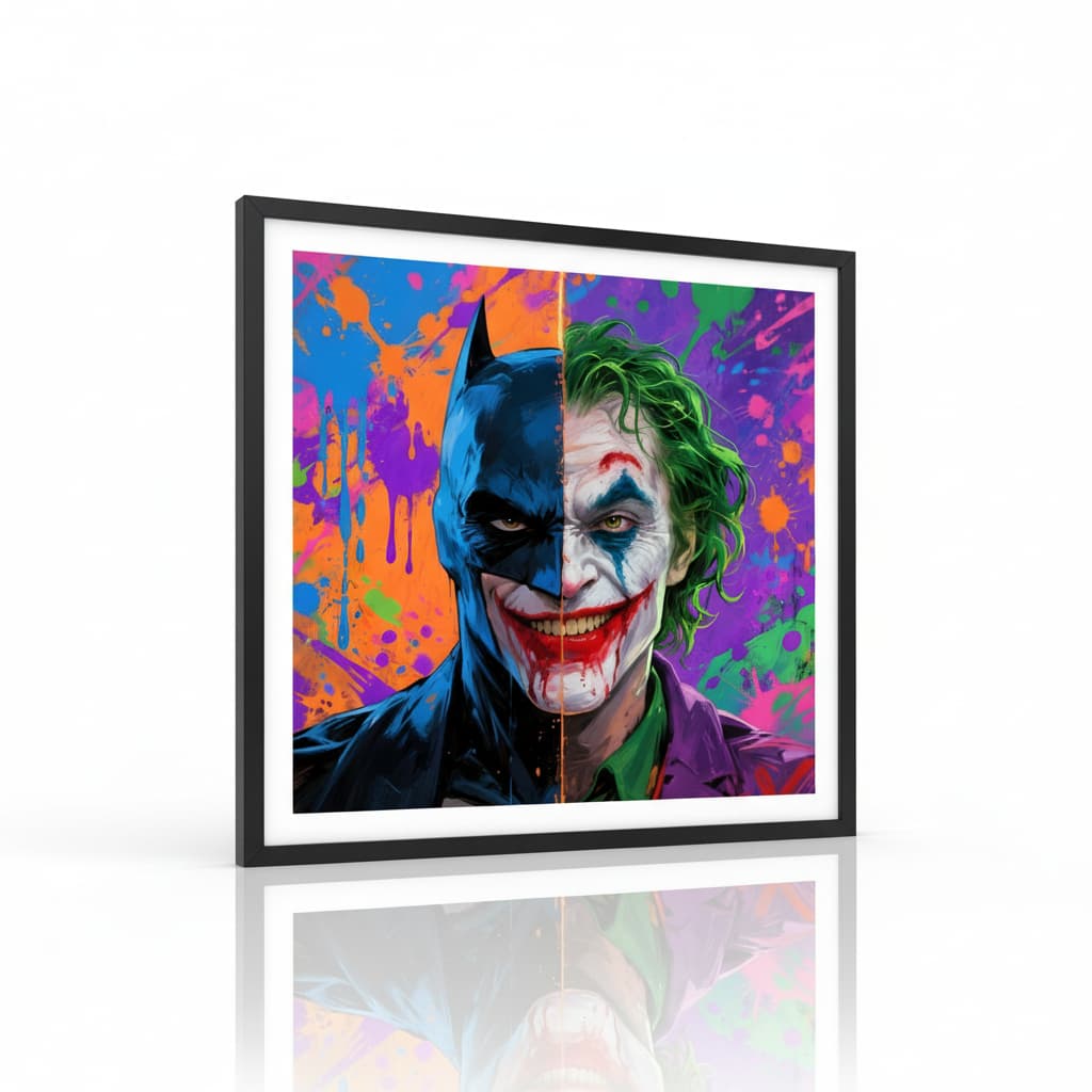 Quadro decorativo 1 peça Batman Coringa Abstrato Cores decoração quarto sala interiores