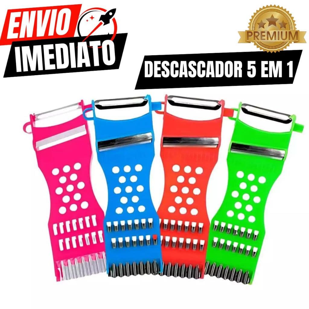Descascador Fatiador de Legumes Frutas Espaguete Manual 5 Cortes Em 1 Premium